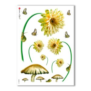 FLOWERS-0009. Carta di riso fiori per decoupage.
