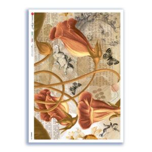 FLOWERS-0385. Carta di riso fiori per decoupage.