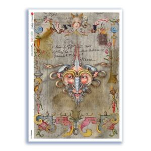 GROTTESCHE-0013. Carta di riso grottesca per decoupage.