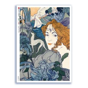 NOUVEAU-0030. Carta di riso art nouveau per decoupage.