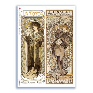 NOUVEAU-0033. Carta di riso art nouveau per decoupage.