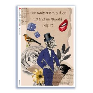 PHRASES-0038-UK. Carta di riso frasi per decoupage.
