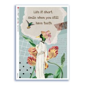 PHRASES-0039-UK. Carta di riso frasi per decoupage.