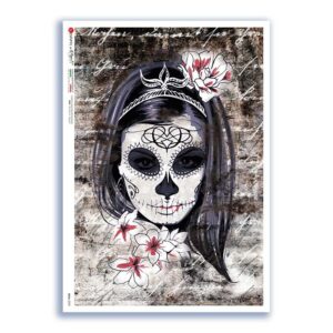 SKULL-0030. Carta di riso teschi per decoupage.