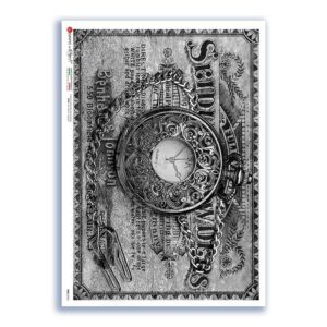 TIME-0033. Carta di riso orologi per decoupage.
