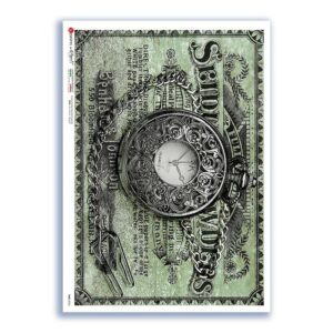 TIME-0034. Carta di riso orologi per decoupage.