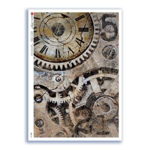 TIME-0037. Carta di riso orologi per decoupage.