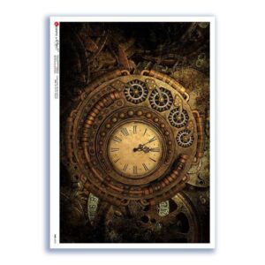 TIME-0038. Carta di riso orologi per decoupage.