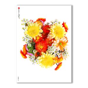 FLOWERS-0023. Carta di riso fiori per decoupage.