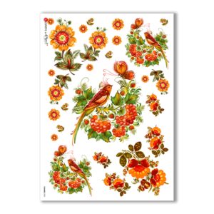 FLOWERS-0030. Carta di riso fiori per decoupage.