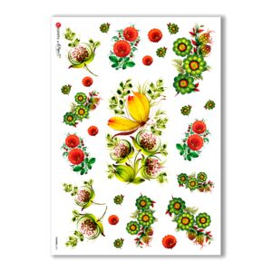 FLOWERS-0031. Carta di riso fiori per decoupage.