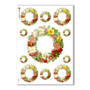 FLOWERS-0032. Carta di riso vittoriana fiori per decoupage.