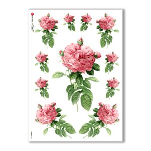 FLOWERS-0033. Carta di riso vittoriana fiori per decoupage.