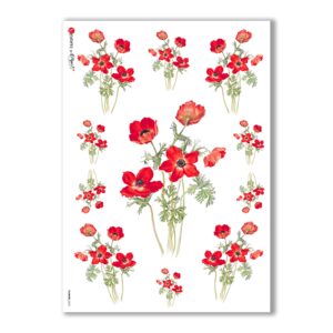 FLOWERS-0035. Carta di riso vittoriana fiori per decoupage.