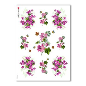 FLOWERS-0036. Carta di riso vittoriana fiori per decoupage.