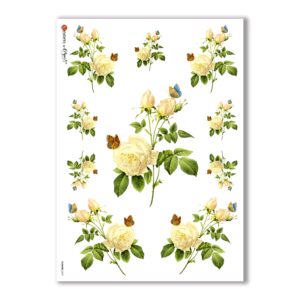 FLOWERS-0037. Carta di riso vittoriana fiori per decoupage.