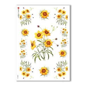 FLOWERS-0038. Carta di riso vittoriana fiori per decoupage.
