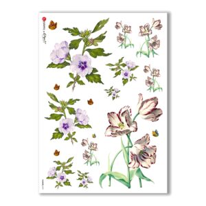 FLOWERS-0039. Carta di riso vittoriana fiori per decoupage.