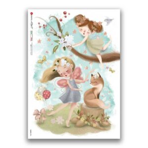 FAIRIES-0094. Carta di riso fate per decoupage.