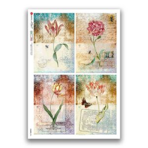 FLOWERS-0394. Carta di riso fiori per decoupage.