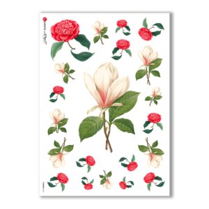 FLOWERS-0042. Carta di riso vittoriana fiori per decoupage.