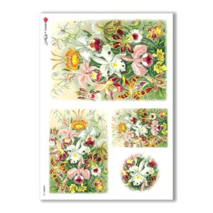 FLOWERS-0043. Carta di riso vittoriana fiori per decoupage.