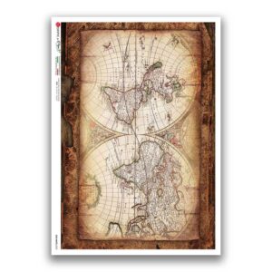 OLD-MAPS-0050. Carta di riso mappe antiche per decoupage.