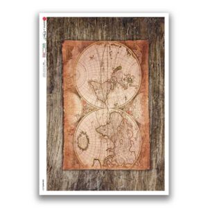 OLD-MAPS-0051. Carta di riso mappe antiche per decoupage.