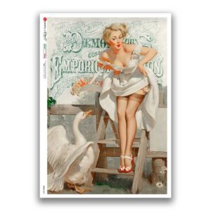 PINUP-0039. Carta di riso pin-up per decoupage.