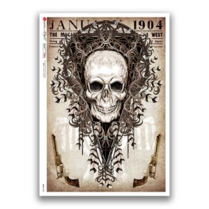 SKULL-0035. Carta di riso teschi per decoupage.