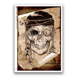 SKULL-0036. Carta di riso teschi per decoupage.