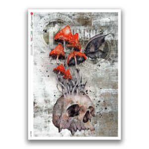 SKULL-0038. Carta di riso teschi per decoupage.