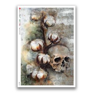 SKULL-0039. Carta di riso teschi per decoupage.