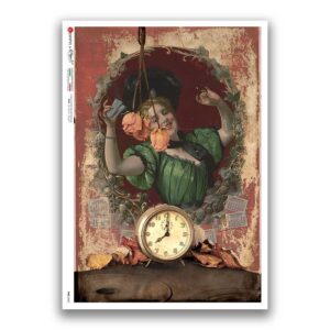 TIME-0040. Carta di riso orologi per decoupage.