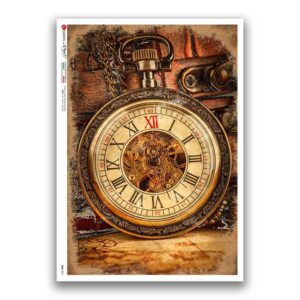 TIME-0041. Carta di riso orologi per decoupage.