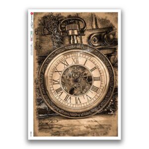 TIME-0042. Carta di riso orologi per decoupage.