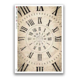 TIME-0043. Carta di riso orologi per decoupage.