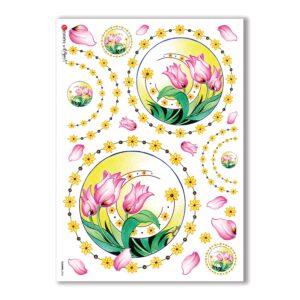 FLOWERS-0065. Carta di riso fiori per decoupage.