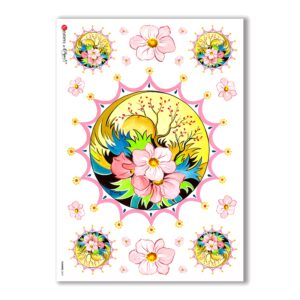 FLOWERS-0067. Carta di riso fiori per decoupage.