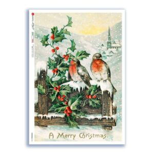 CHRISTMAS-0352. Carta di riso vittoriana Natale per decoupage.