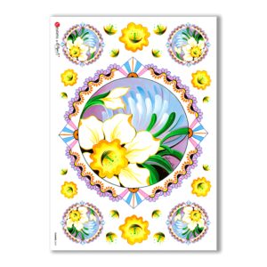 FLOWERS-0069. Carta di riso fiori per decoupage.