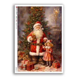 CHRISTMAS-0360. Carta di riso vittoriana Natale per decoupage.