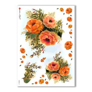 FLOWERS-0075. Carta di riso fiori per decoupage.