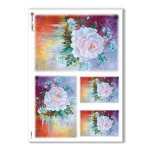 FLOWERS-0077. Carta di riso fiori per decoupage.