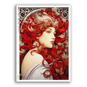 NOUVEAU-0046. Carta di riso art nouveau per decoupage.
