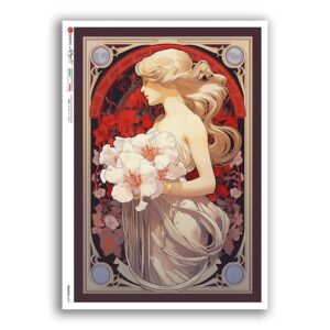 NOUVEAU-0047. Carta di riso art nouveau per decoupage.