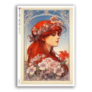 NOUVEAU-0048. Carta di riso art nouveau per decoupage.