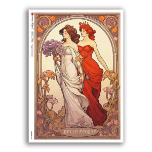 NOUVEAU-0049. Carta di riso art nouveau per decoupage.