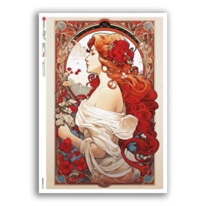 NOUVEAU-0050. Carta di riso art nouveau per decoupage.