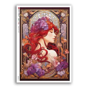 NOUVEAU-0051. Carta di riso art nouveau per decoupage.